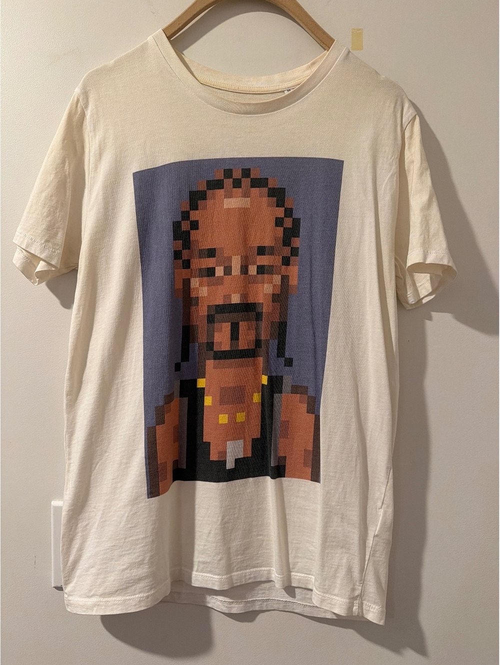 Men's White Snoop Dog Pixel T-Shirt Sz. M